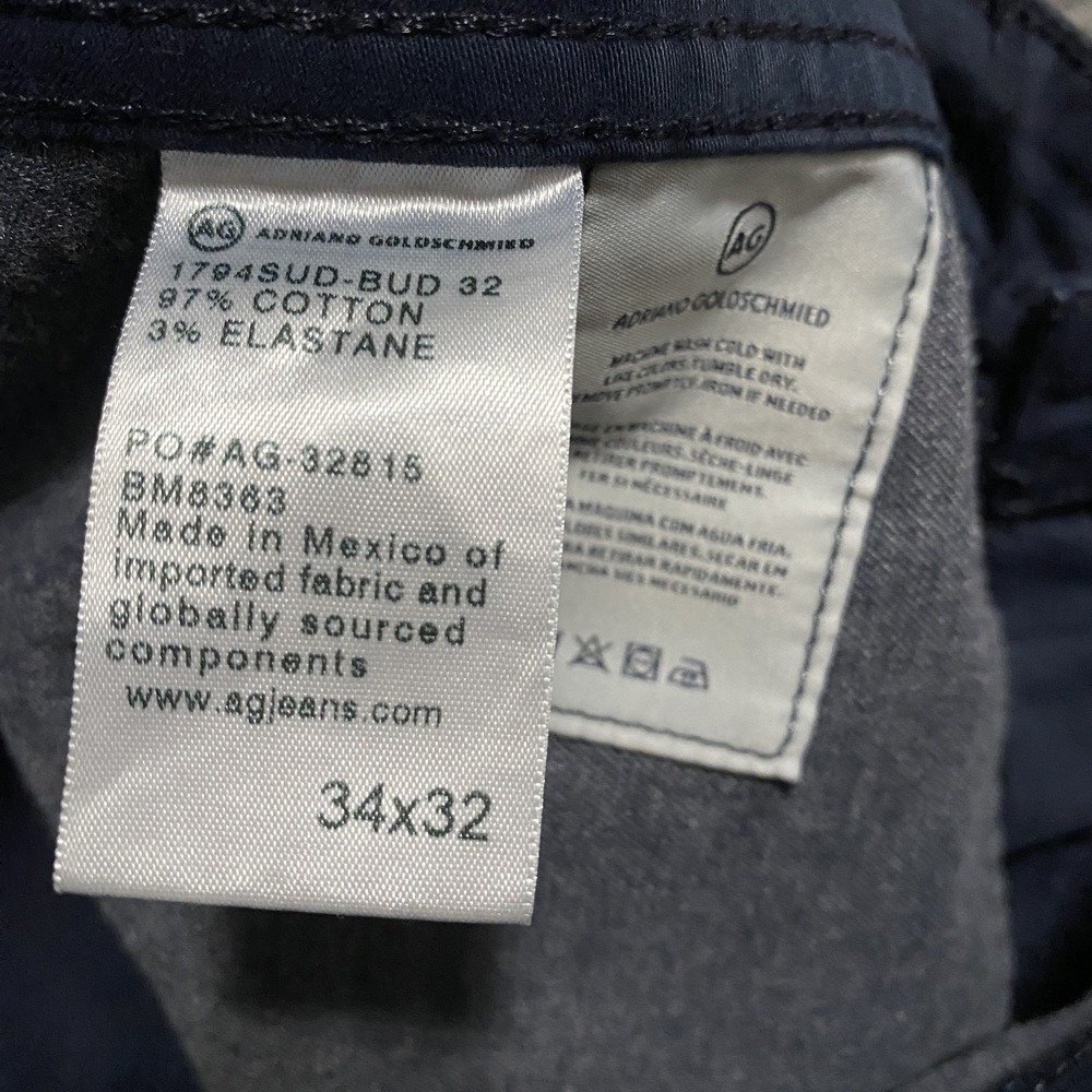 AG Adriano Goldschmied Everett‎ Jeans Mens 34x32 (34x27) Navy Blue Slim Straight - Picture 10 of 11